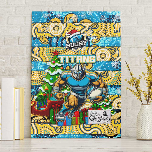 Titans Rugby Merry Christmas Canvas Wall Art Indigenous Australian Art