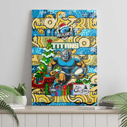 Titans Rugby Merry Christmas Canvas Wall Art Indigenous Australian Art