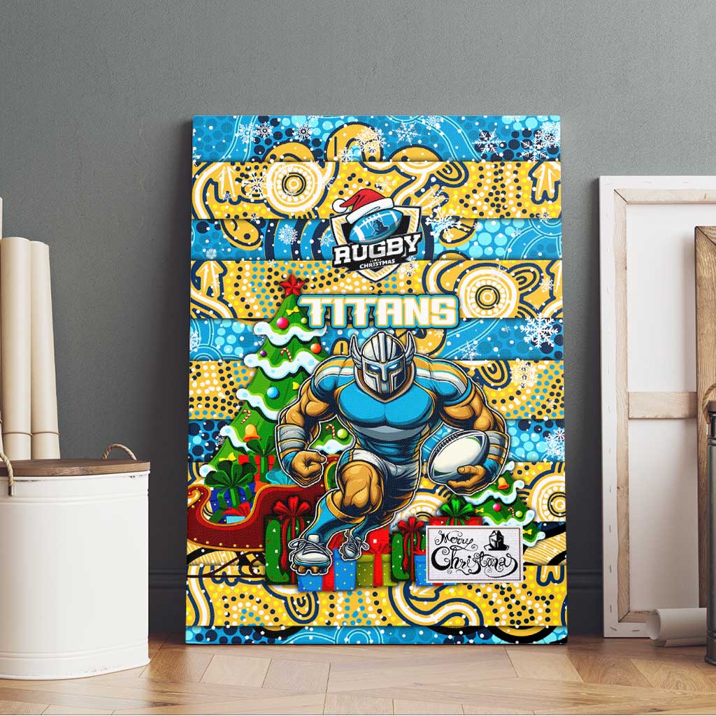 Titans Rugby Merry Christmas Canvas Wall Art Indigenous Australian Art