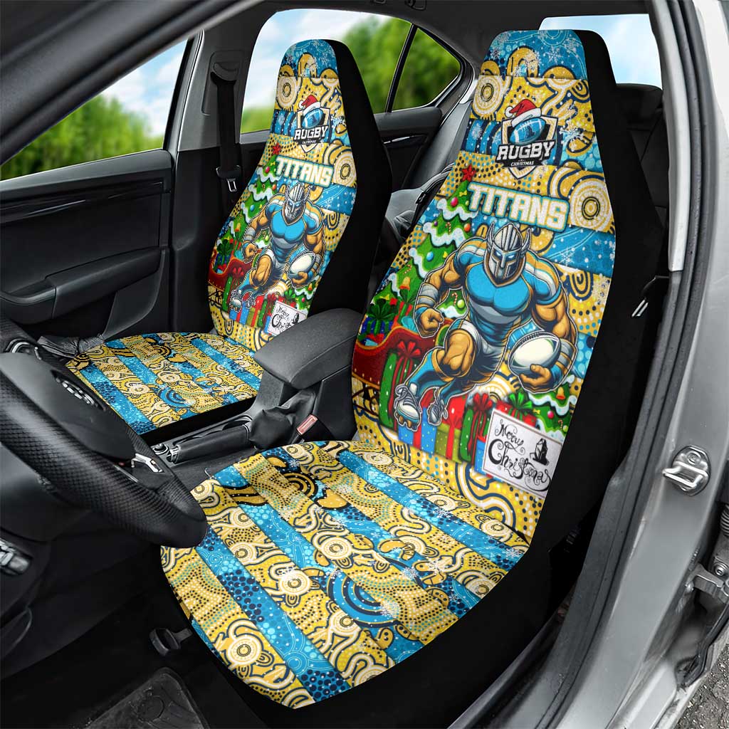 Titans Rugby Merry Christmas Car Seat Cover Indigenous Australian Art