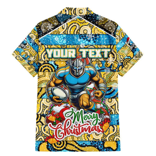 Custom Titans Rugby Merry Christmas Family Matching Mermaid Dress and Hawaiian Shirt Indigenous Australian Art