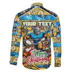 Custom Titans Rugby Merry Christmas Family Matching Off The Shoulder Long Sleeve Dress and Hawaiian Shirt Indigenous Australian Art