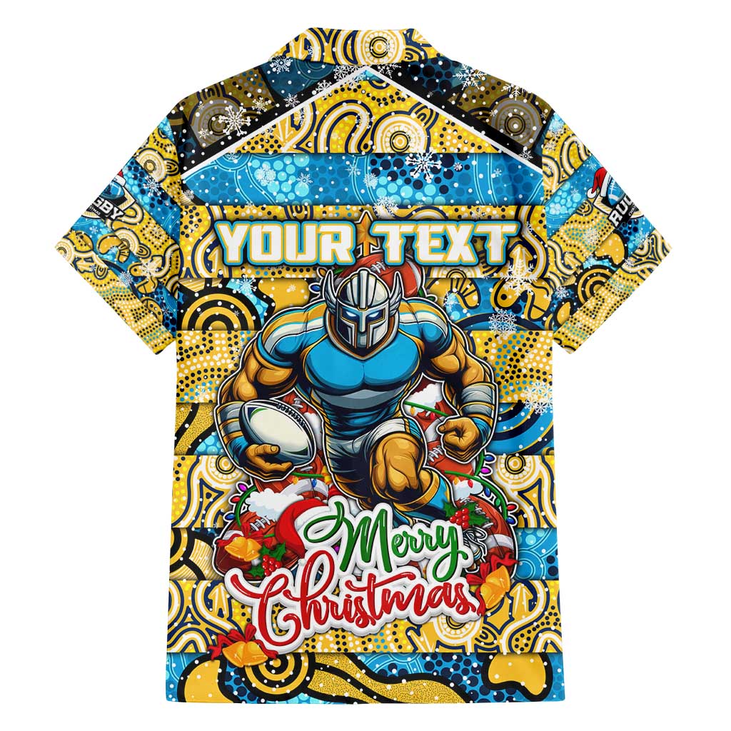 Custom Titans Rugby Merry Christmas Family Matching Off Shoulder Maxi Dress and Hawaiian Shirt Indigenous Australian Art