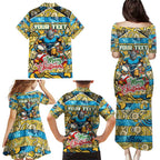 Custom Titans Rugby Merry Christmas Family Matching Puletasi and Hawaiian Shirt Indigenous Australian Art