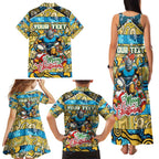Custom Titans Rugby Merry Christmas Family Matching Tank Maxi Dress and Hawaiian Shirt Indigenous Australian Art