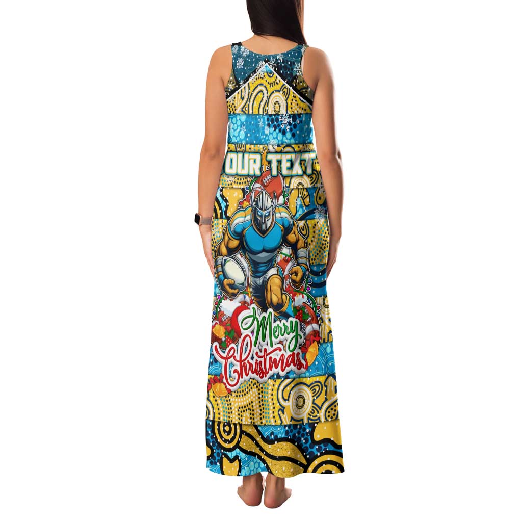 Custom Titans Rugby Merry Christmas Family Matching Tank Maxi Dress and Hawaiian Shirt Indigenous Australian Art
