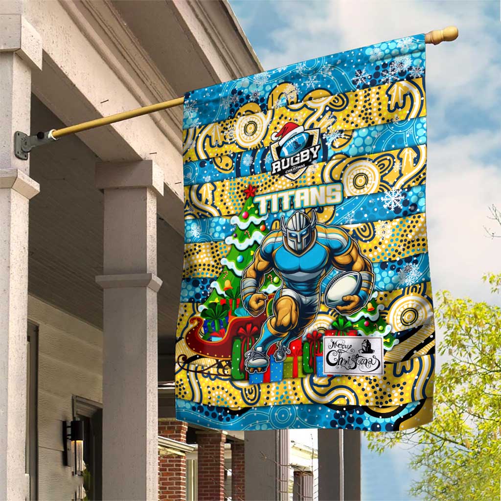 Titans Rugby Merry Christmas Garden Flag Indigenous Australian Art