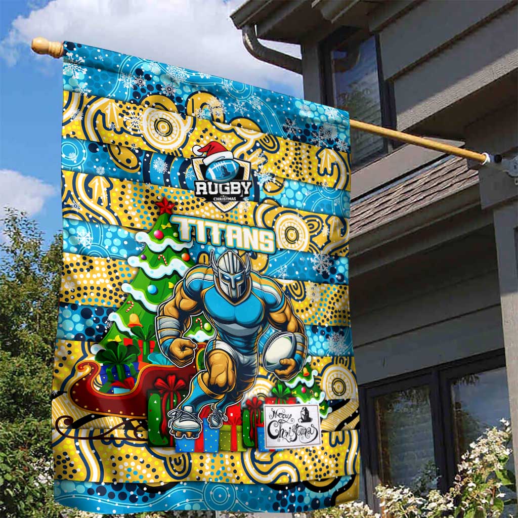 Titans Rugby Merry Christmas Garden Flag Indigenous Australian Art