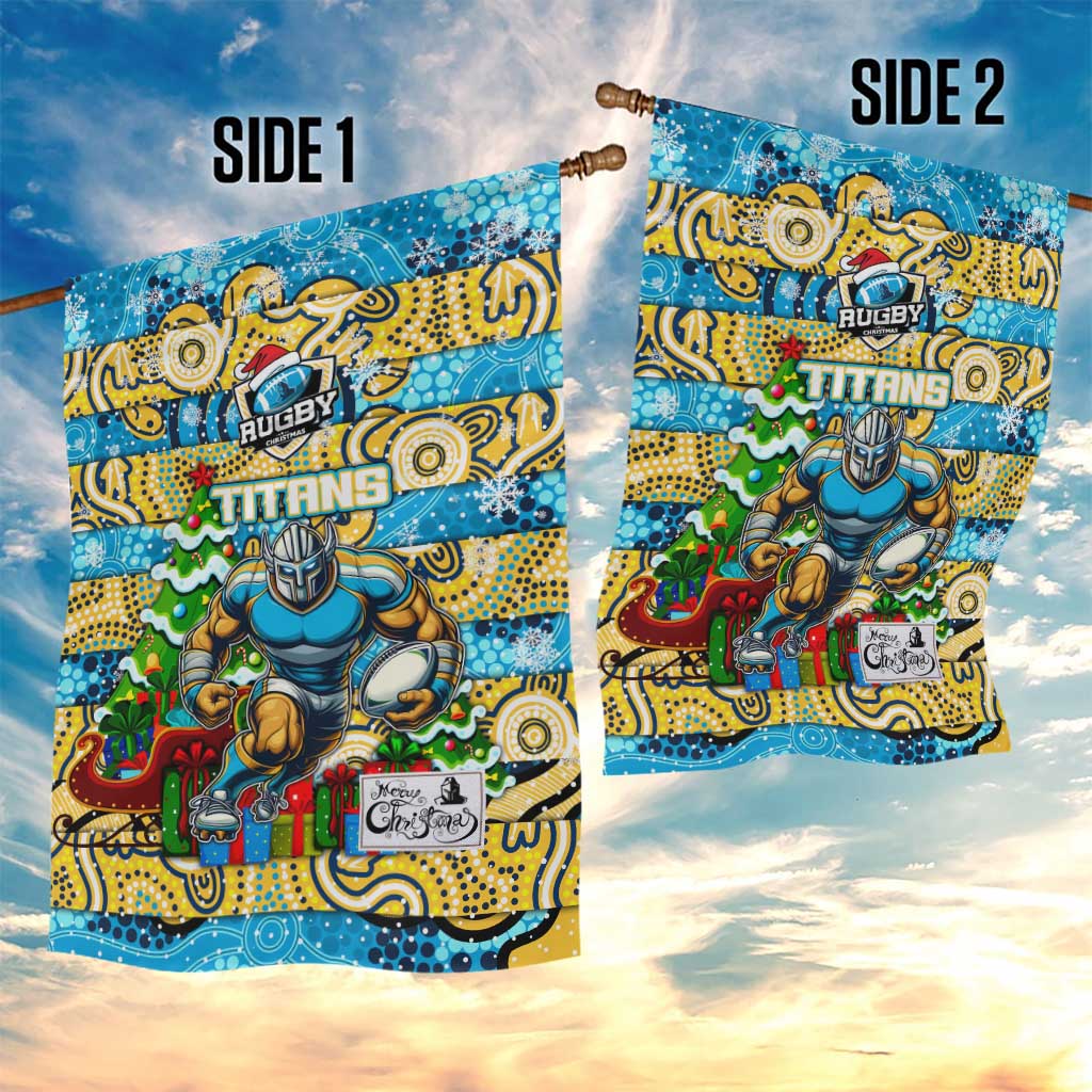 Titans Rugby Merry Christmas Garden Flag Indigenous Australian Art