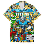 Custom Titans Rugby Merry Christmas Hawaiian Shirt Indigenous Australian Art