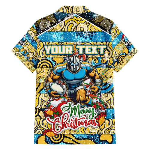 Custom Titans Rugby Merry Christmas Hawaiian Shirt Indigenous Australian Art