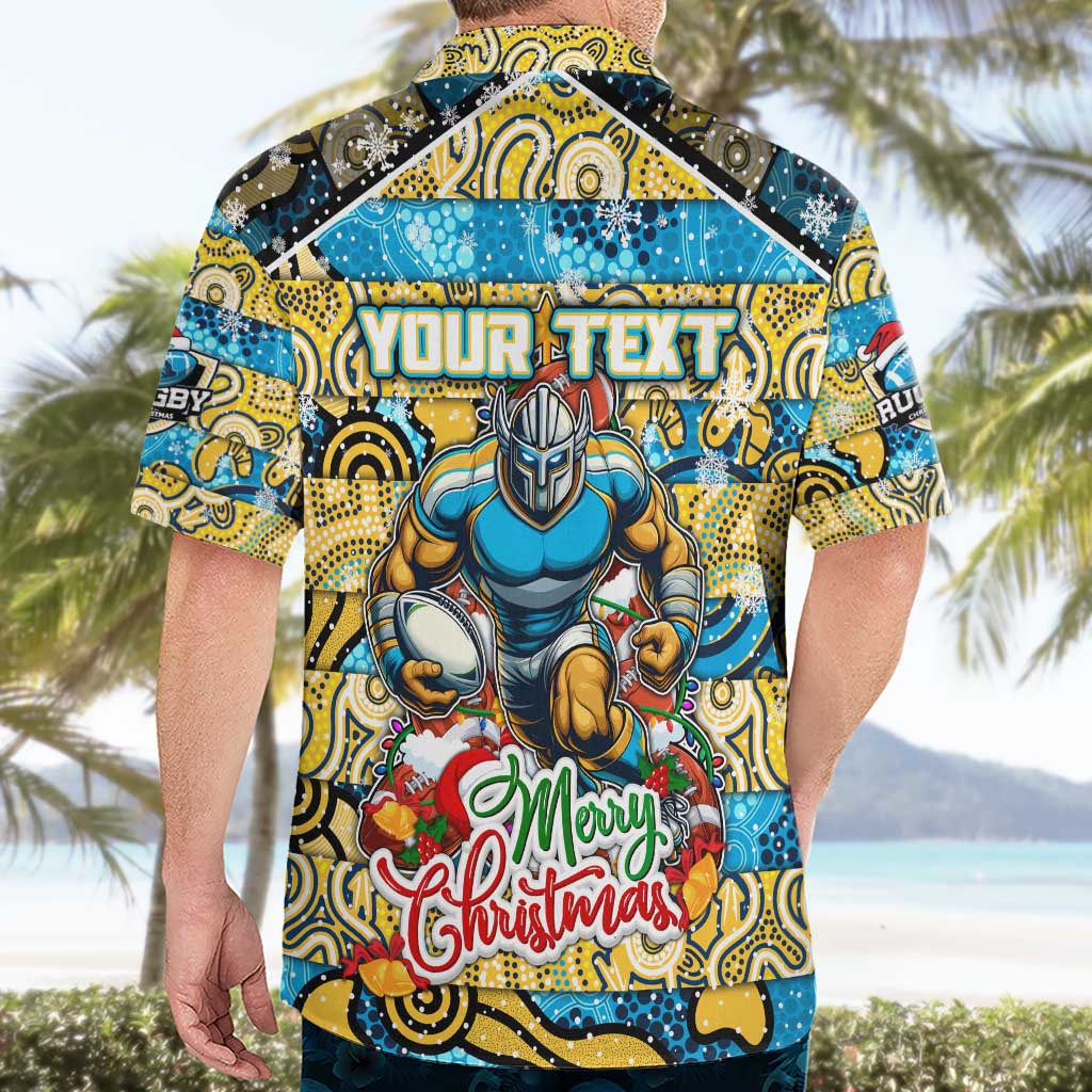 Custom Titans Rugby Merry Christmas Hawaiian Shirt Indigenous Australian Art