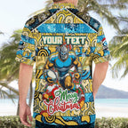 Custom Titans Rugby Merry Christmas Hawaiian Shirt Indigenous Australian Art