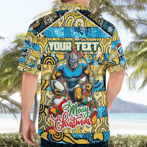 Custom Titans Rugby Merry Christmas Hawaiian Shirt Indigenous Australian Art
