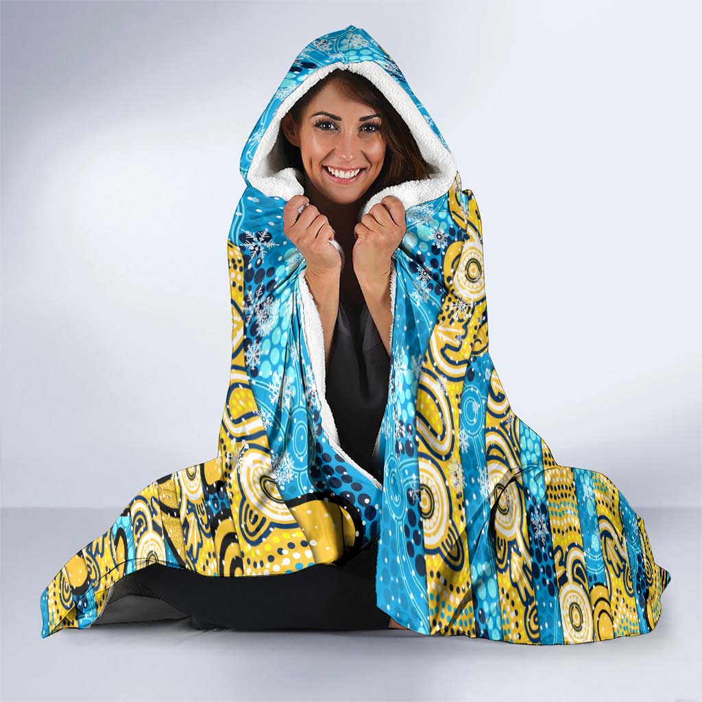Titans Rugby Merry Christmas Hooded Blanket Indigenous Australian Art
