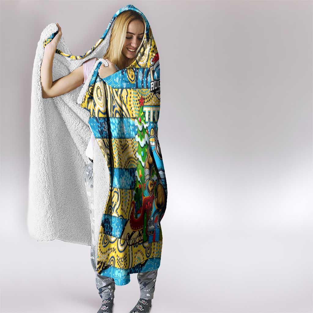Titans Rugby Merry Christmas Hooded Blanket Indigenous Australian Art