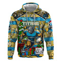Custom Titans Rugby Merry Christmas Hoodie Indigenous Australian Art