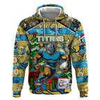 Custom Titans Rugby Merry Christmas Hoodie Indigenous Australian Art