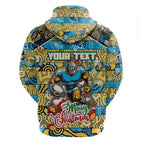 Custom Titans Rugby Merry Christmas Hoodie Indigenous Australian Art