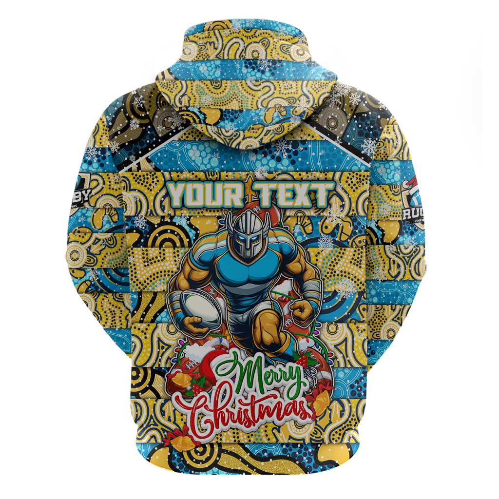 Custom Titans Rugby Merry Christmas Hoodie Indigenous Australian Art