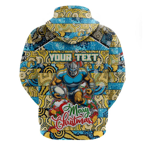 Custom Titans Rugby Merry Christmas Hoodie Indigenous Australian Art