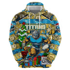 Custom Titans Rugby Merry Christmas Hoodie Indigenous Australian Art