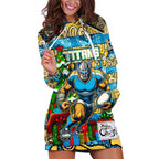 Custom Titans Rugby Merry Christmas Hoodie Dress Indigenous Australian Art