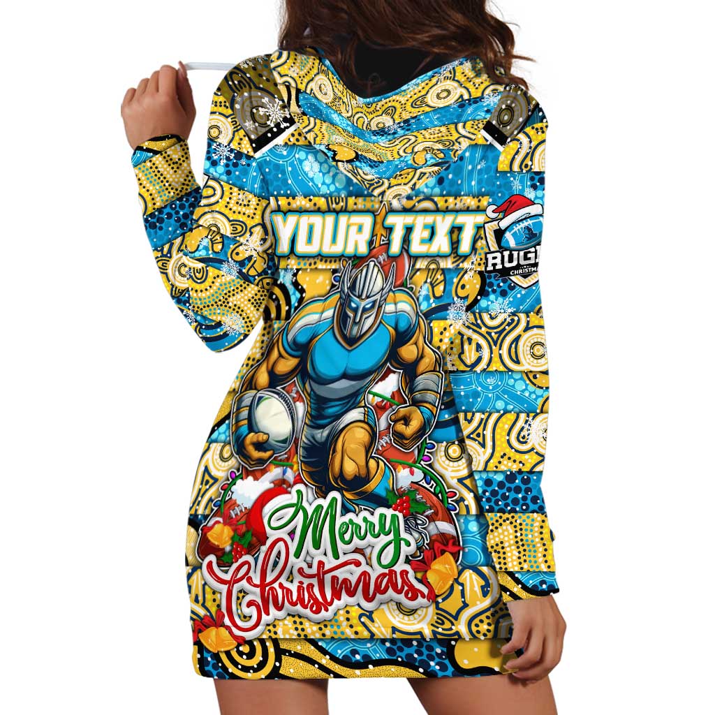 Custom Titans Rugby Merry Christmas Hoodie Dress Indigenous Australian Art