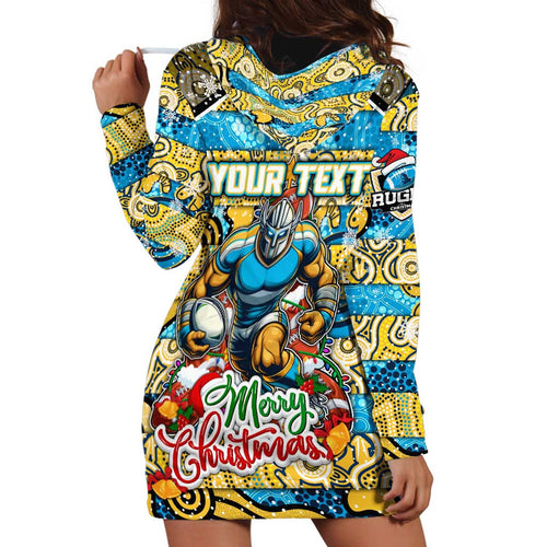 Custom Titans Rugby Merry Christmas Hoodie Dress Indigenous Australian Art