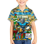 Custom Titans Rugby Merry Christmas Kid Hawaiian Shirt Indigenous Australian Art