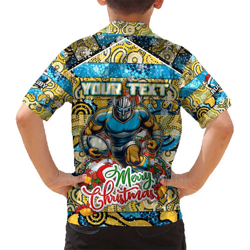 Custom Titans Rugby Merry Christmas Kid Hawaiian Shirt Indigenous Australian Art