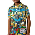 Custom Titans Rugby Merry Christmas Kid Polo Shirt Indigenous Australian Art