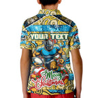 Custom Titans Rugby Merry Christmas Kid Polo Shirt Indigenous Australian Art