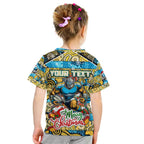 Custom Titans Rugby Merry Christmas Kid T Shirt Indigenous Australian Art