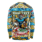 Custom Titans Rugby Merry Christmas Long Sleeve Shirt Indigenous Australian Art