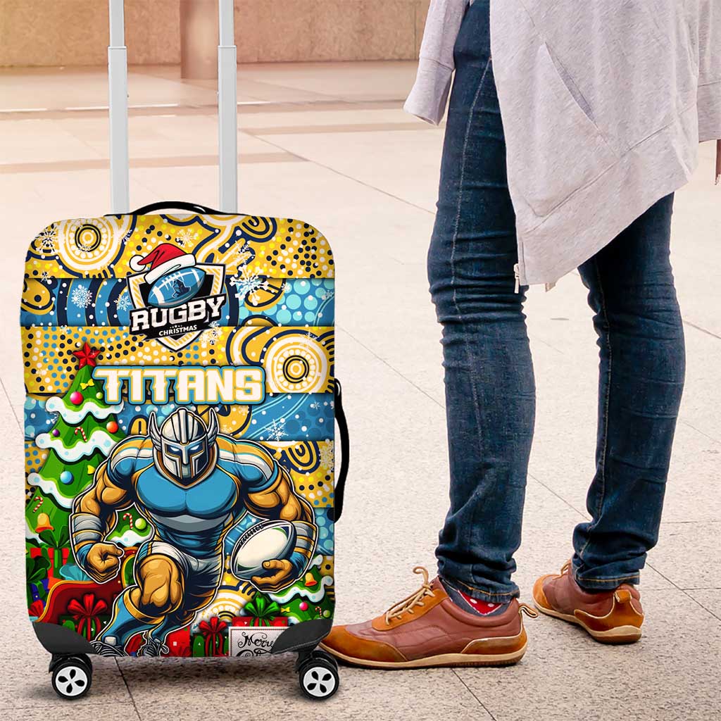 Titans Rugby Merry Christmas Luggage Cover Indigenous Australian Art