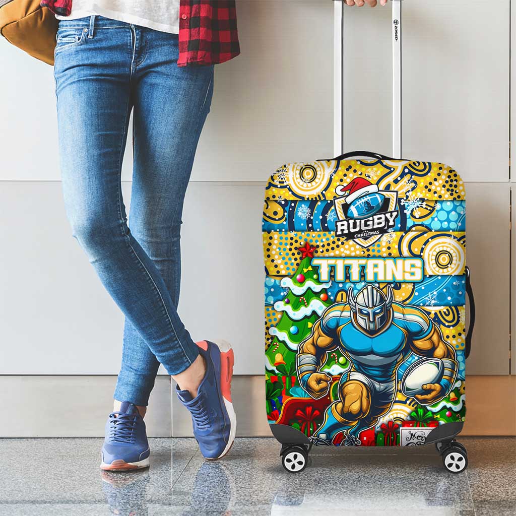 Titans Rugby Merry Christmas Luggage Cover Indigenous Australian Art