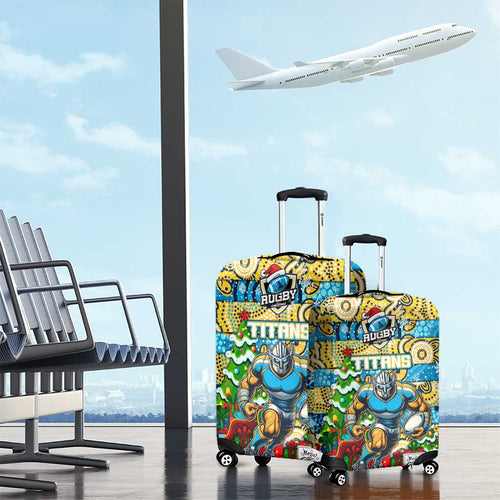 Titans Rugby Merry Christmas Luggage Cover Indigenous Australian Art