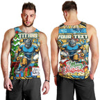 Custom Titans Rugby Merry Christmas Men Tank Top Indigenous Australian Art