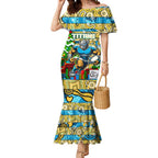 Custom Titans Rugby Merry Christmas Mermaid Dress Indigenous Australian Art
