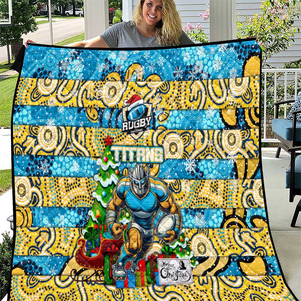 Titans Rugby Merry Christmas Quilt Indigenous Australian Art
