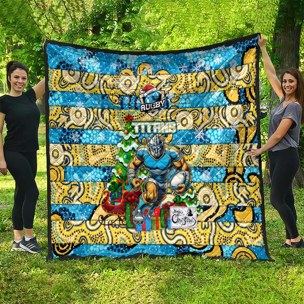 Titans Rugby Merry Christmas Quilt Indigenous Australian Art