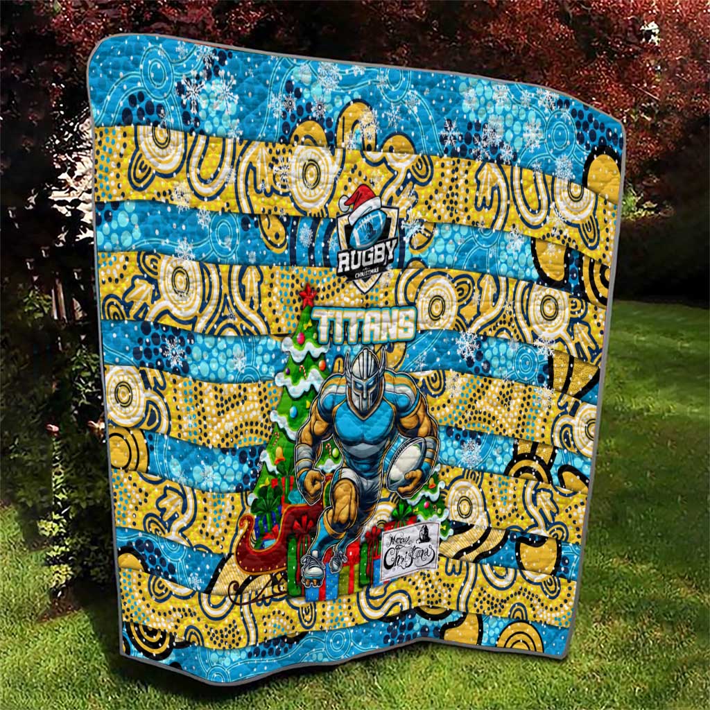 Titans Rugby Merry Christmas Quilt Indigenous Australian Art