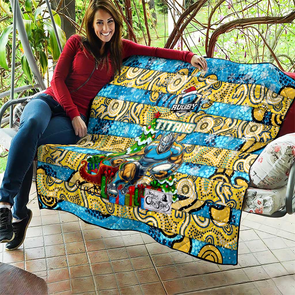 Titans Rugby Merry Christmas Quilt Indigenous Australian Art