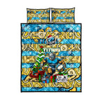 Titans Rugby Merry Christmas Quilt Bed Set Indigenous Australian Art