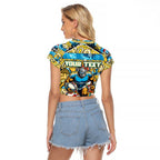 Custom Titans Rugby Merry Christmas Raglan Cropped T Shirt Indigenous Australian Art