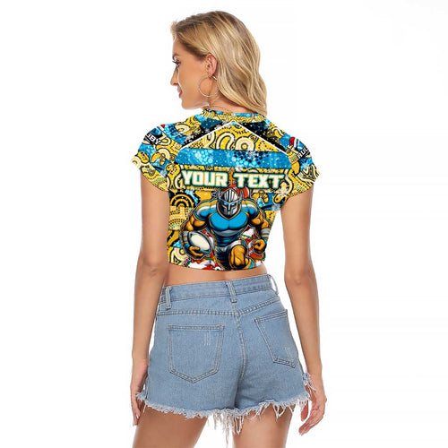 Custom Titans Rugby Merry Christmas Raglan Cropped T Shirt Indigenous Australian Art