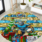 Titans Rugby Merry Christmas Round Carpet Indigenous Australian Art
