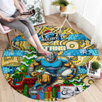 Titans Rugby Merry Christmas Round Carpet Indigenous Australian Art