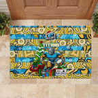 Titans Rugby Merry Christmas Rubber Doormat Indigenous Australian Art